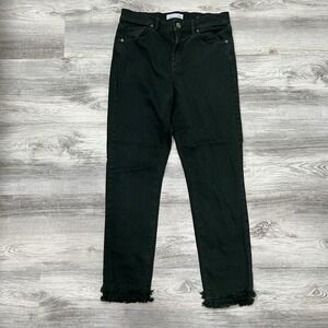 LOFT Fringe‎ Hem High Waist Skinny Crop Jeans Dark Green Size 4/27